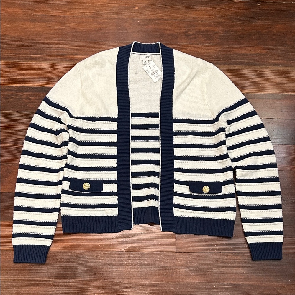 J. Crew Women’s Cardigan in Navy and Cream Stripes